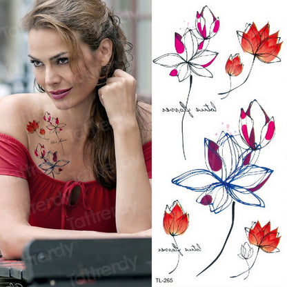 Flower Temporary Tattoos for Women Rose Hand Tattoo Sticker Butterfly Fashion Body Art Tattoo Waterproof Arm Fake Tatoo Paper FAKE TATTOOS