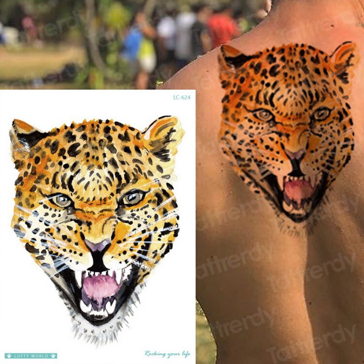 waterproof temporary sleeve tattoo tribal designs leopard tiger tattoo king animals temporary tattoo sticker men shoulder tattoo FAKE TATTOOS