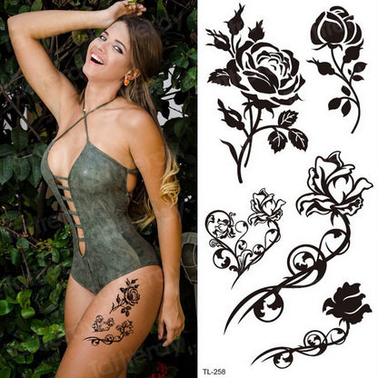 Flower Temporary Tattoos for Women Rose Hand Tattoo Sticker Butterfly Fashion Body Art Tattoo Waterproof Arm Fake Tatoo Paper FAKE TATTOOS