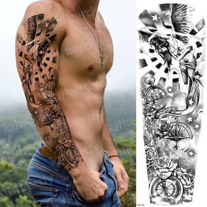 tatoo temporary stickers moon face stickers black zombie tattoos arm sleeves tattoo for men women tattoo and body art girls boys FAKE TATTOOS