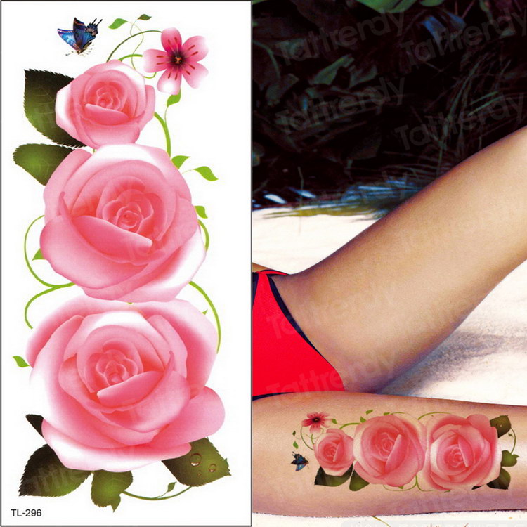 Red color Rose Tatoo blossom flower brand new fashion waterproof temporary tattoo sticker tatoo Girls tatto women fake henna FAKE TATTOOS