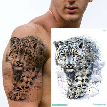 waterproof temporary sleeve tattoo tribal designs leopard tiger tattoo king animals temporary tattoo sticker men shoulder tattoo FAKE TATTOOS