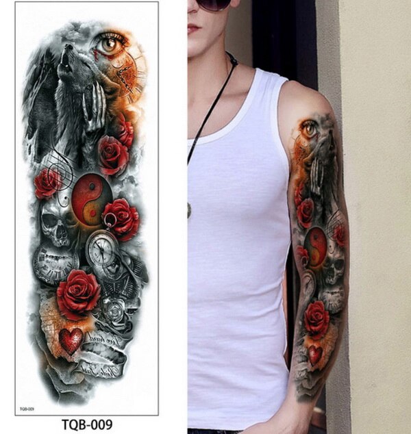 tatoo temporary stickers moon face stickers black zombie tattoos arm sleeves tattoo for men women tattoo and body art girls boys FAKE TATTOOS