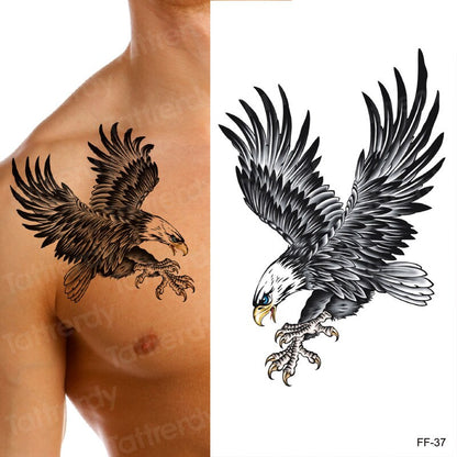 New Eagle Waterproof Temporary Body Art Arm Shoulder Chest Tattoo Sticker Women/Men Black Mermaid Dragon Water Transfer Tatoo FAKE TATTOOS