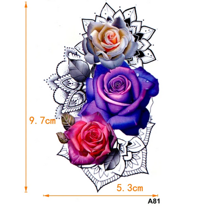 Realistic 3D Rose Waterproof Temporary Tattoo Fake Tattoos