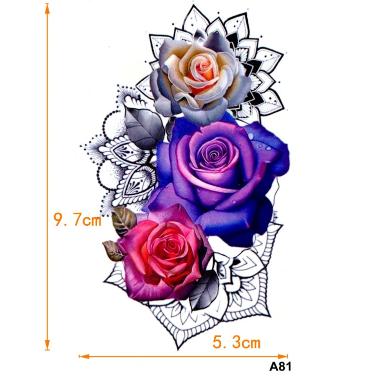 Realistic 3D Rose Waterproof Temporary Tattoo Fake Tattoos