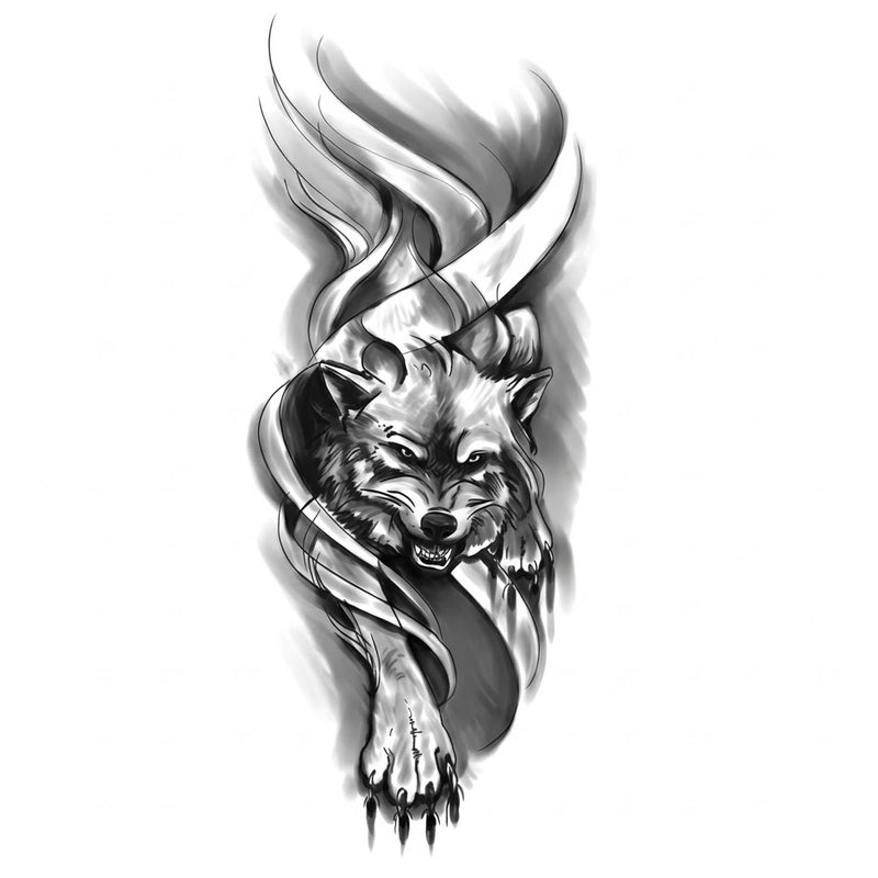 Midnight Garden — Wolf Temporary Tattoo