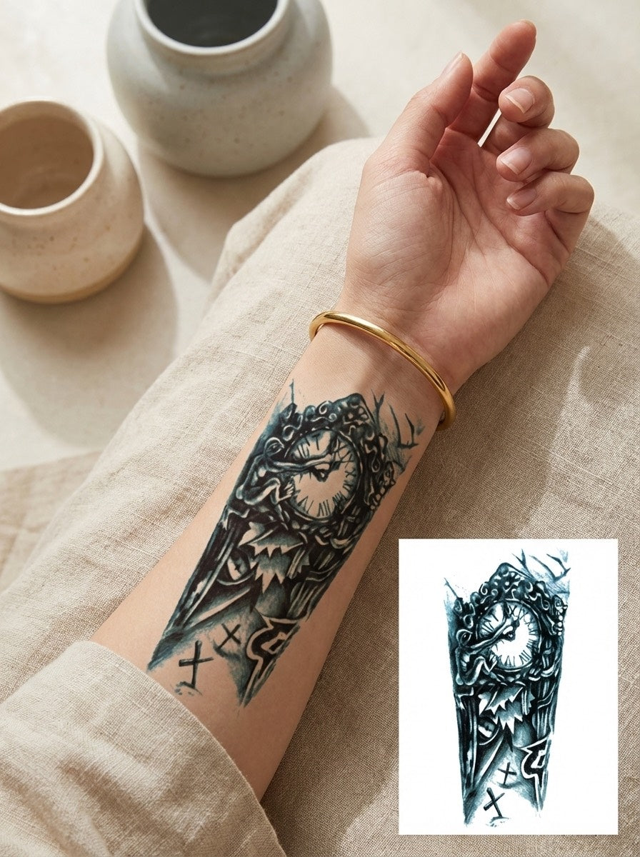 Clock Temporary Tattoo FAKE TATTOOS