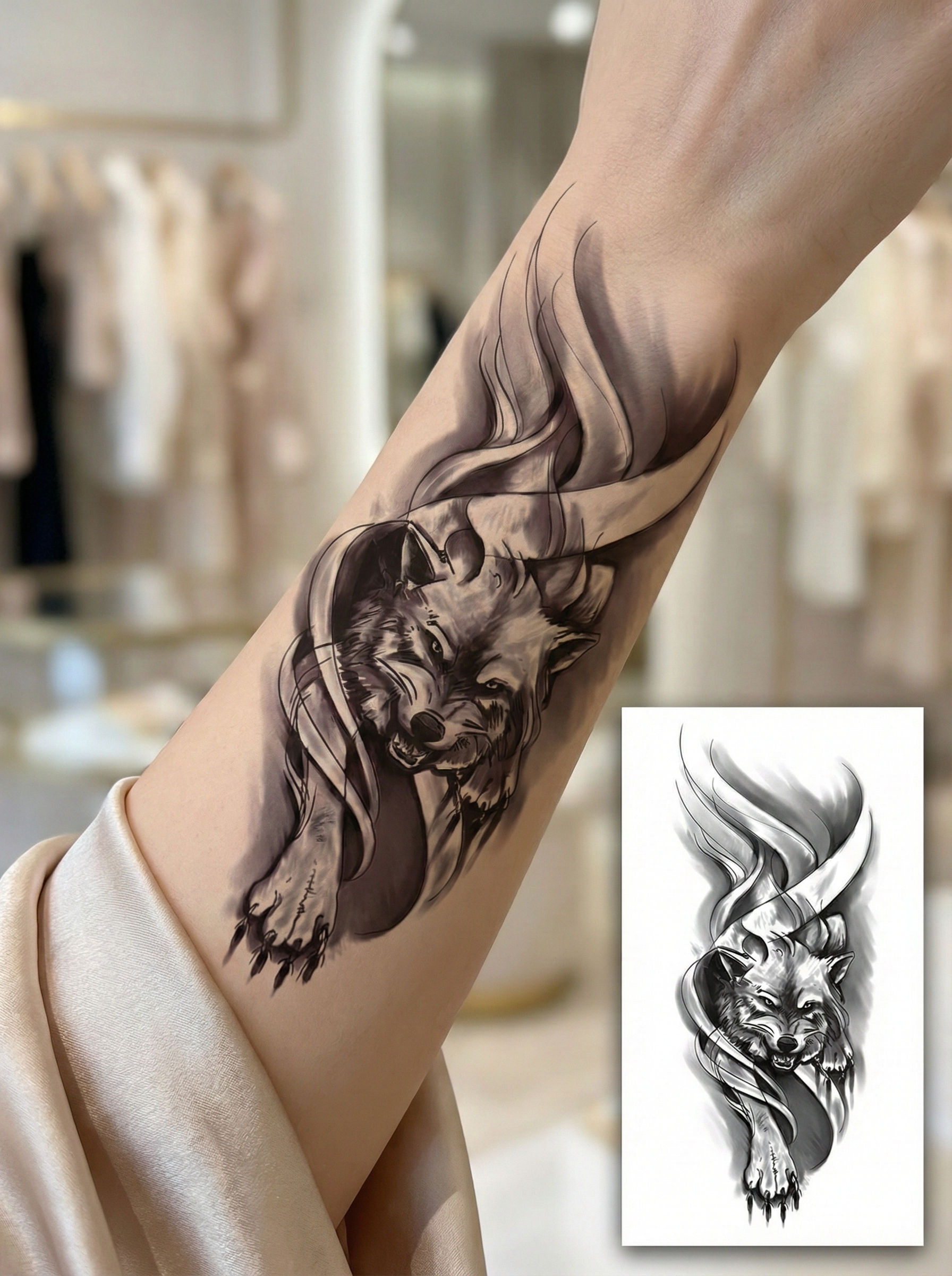 Wolf Temporary Tattoo FAKE TATTOOS