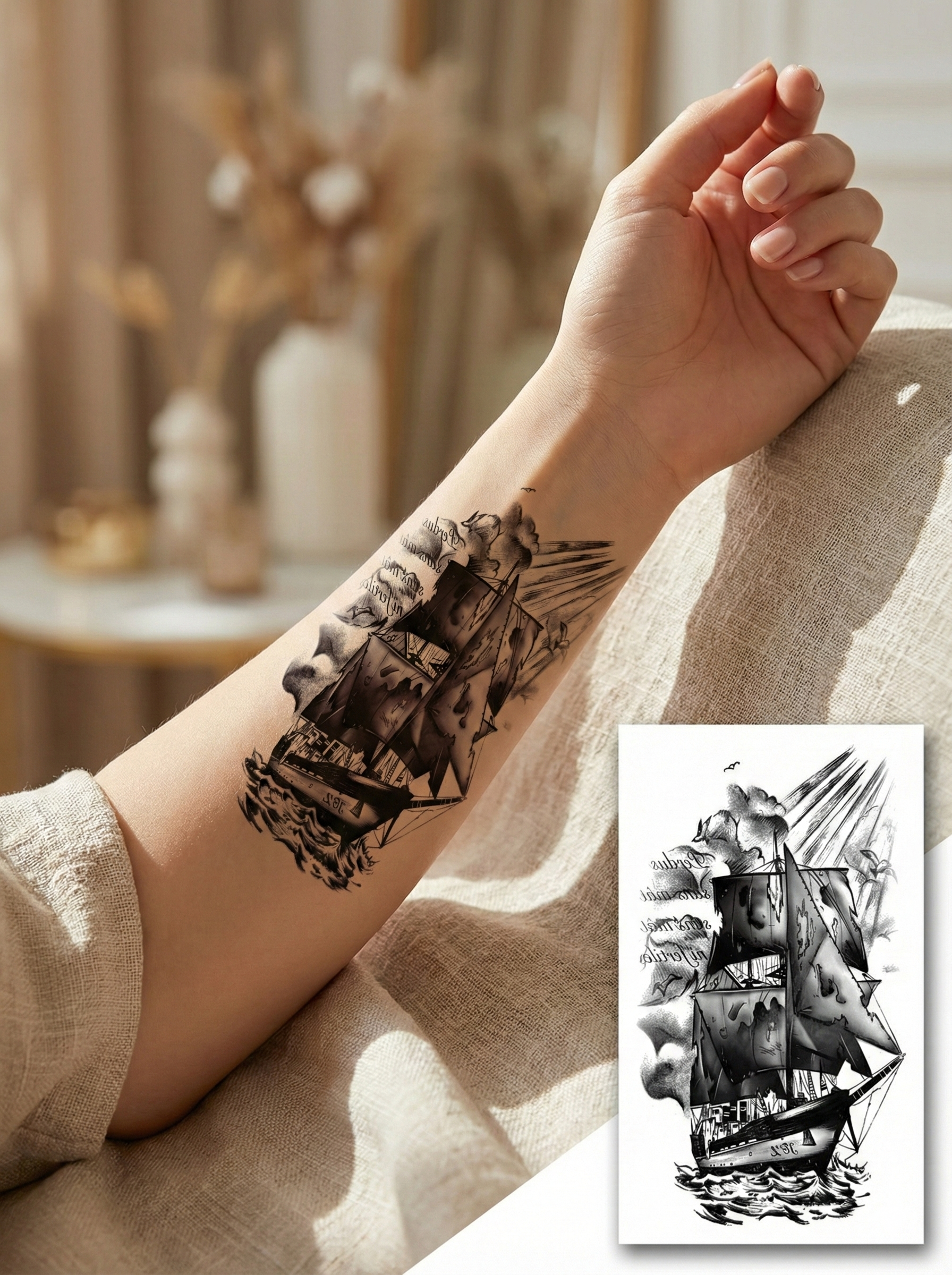 Boat Temporary Tattoo FAKE TATTOOS