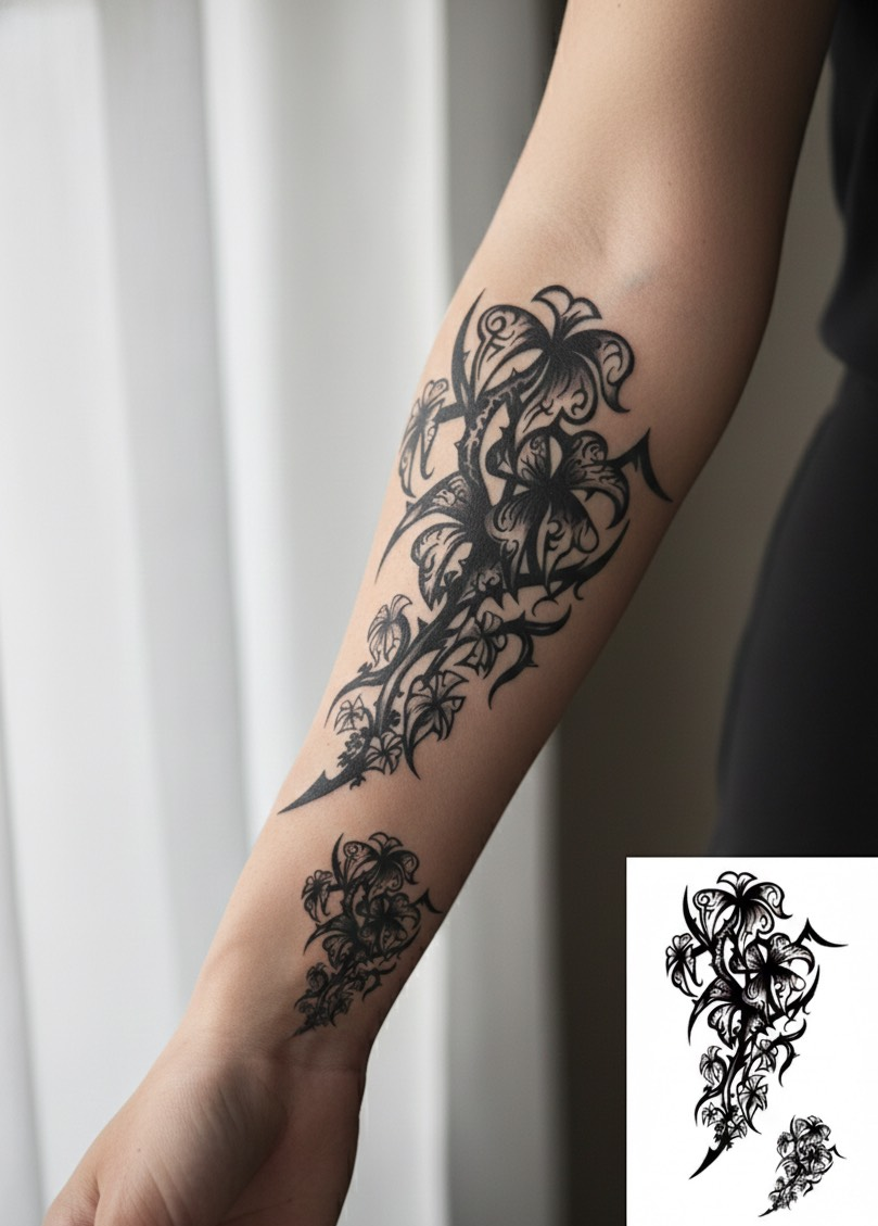 Flowers Temporary Tattoo FAKE TATTOOS