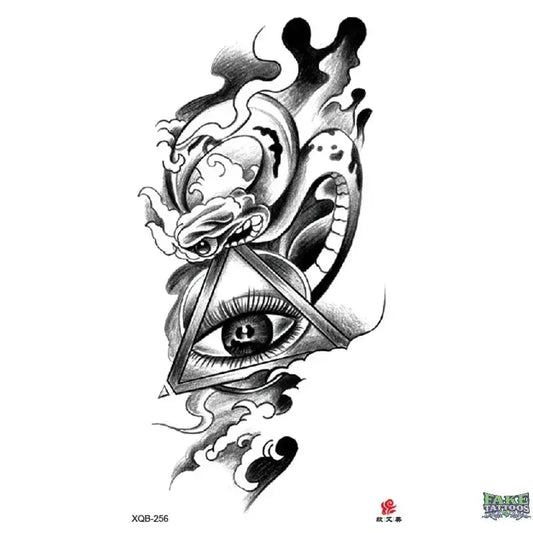 Illuminati Eye Clouds Smoke Temporary Tattoo