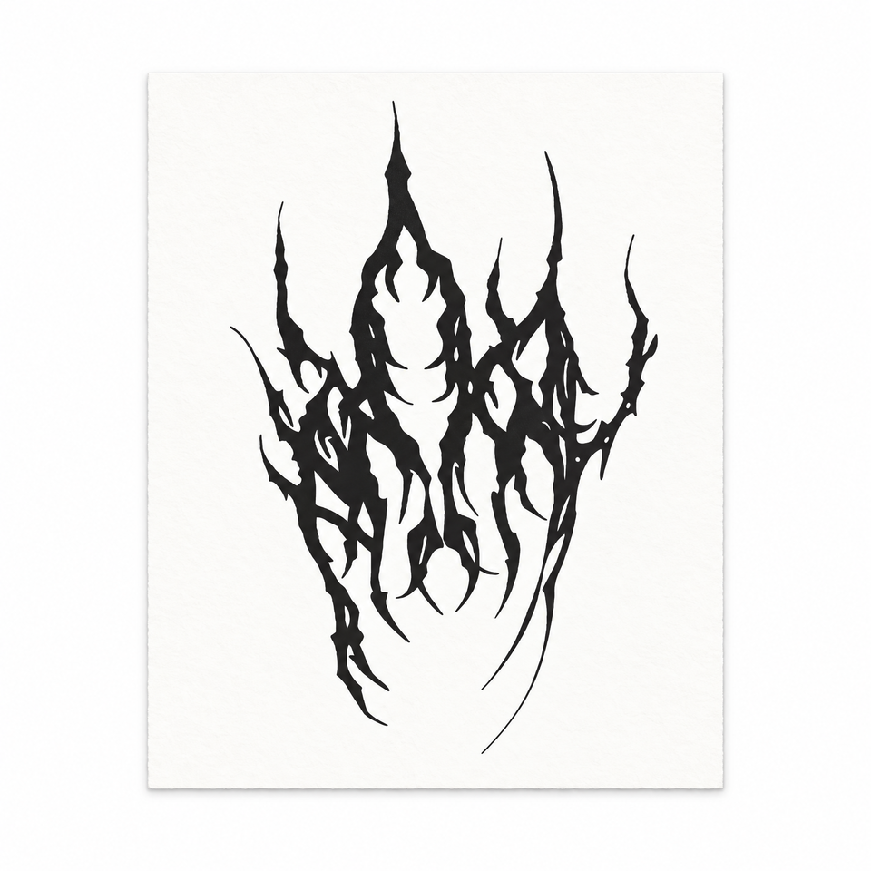 Inferno Hand Black Flame black flame hand tattoo design on a white sheet
