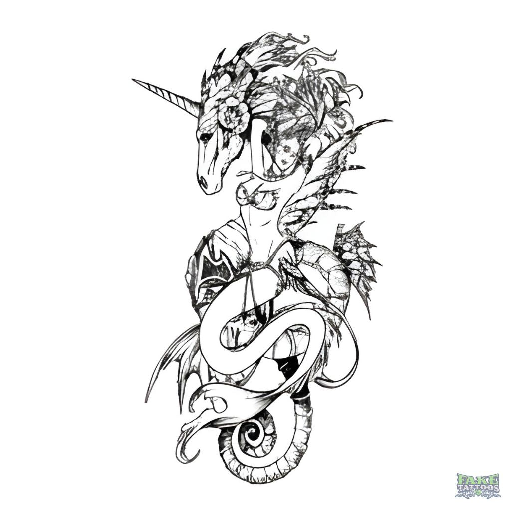 Mythical Unicorn Mermaid Tattoo FAKE TATTOOS