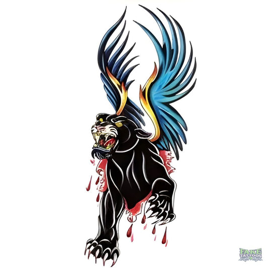 Winged Panther Temporary Tattoo FAKE TATTOOS