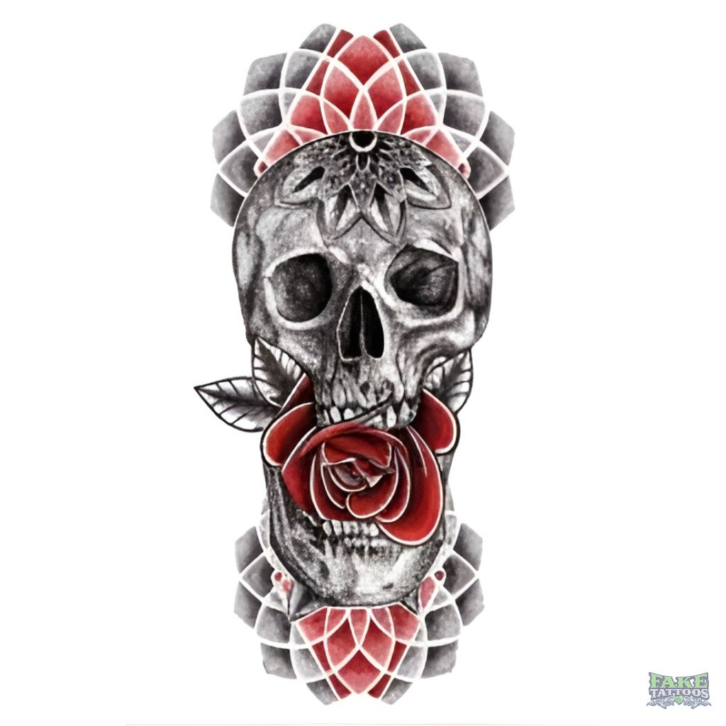Edgy Realistic Skull Temporary Tattoo FAKE TATTOOS