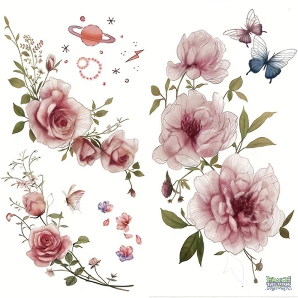 Rose Temporary Tattoo Fake Tattoos