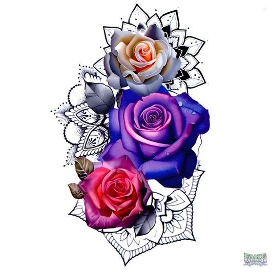 Realistic 3D Rose Waterproof Temporary Tattoo Fake Tattoos