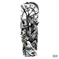 Anubis & Eye of Horus Full Arm Sleeve Temporary Tattoo Fake Tattoos
