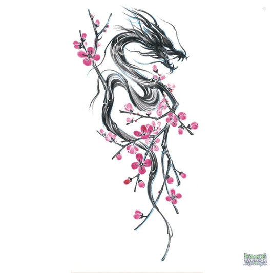 Plum Blossom Dragon Temporary Tattoo Fake Tattoos