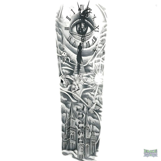 Women's Realistic Maori Totem Full Arm Sleeve Temporary Tattoo Fake Tattoos