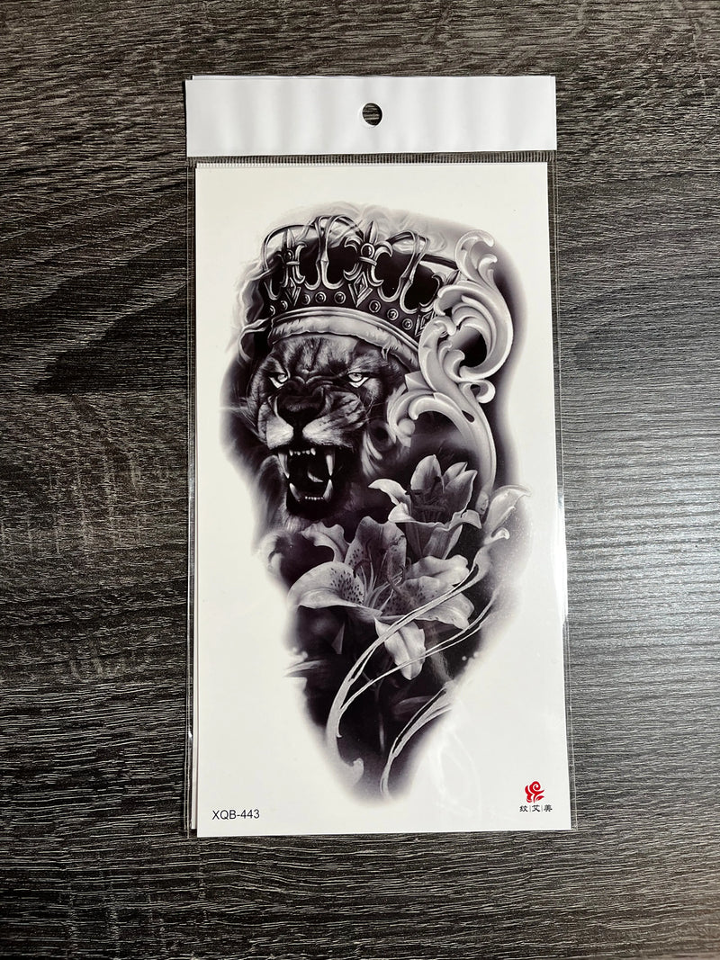 Realistic Black Lion Half Arm Sleeve Tattoo