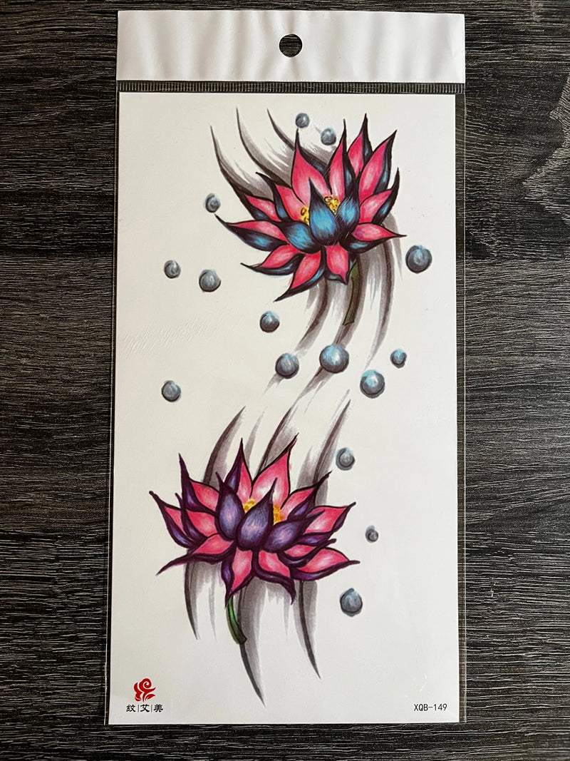 Colorful Lotus Flower Temporary Tattoo