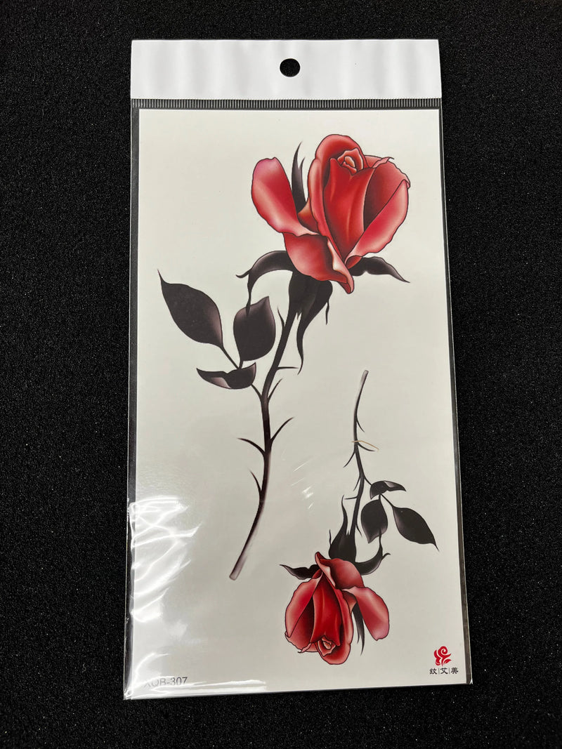 Red Rose Floral Temporary Tattoo