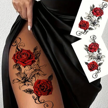 Dual Rose Temporary Tattoo Fake Tattoos