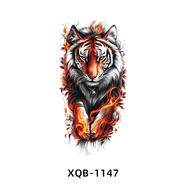 1/8PCSWaterproof Temporary Tattoo Sticker tiger lion Fake Tatto Flash Tatoo  Arm tatouage for Girl Woman Man Fake Tattoos