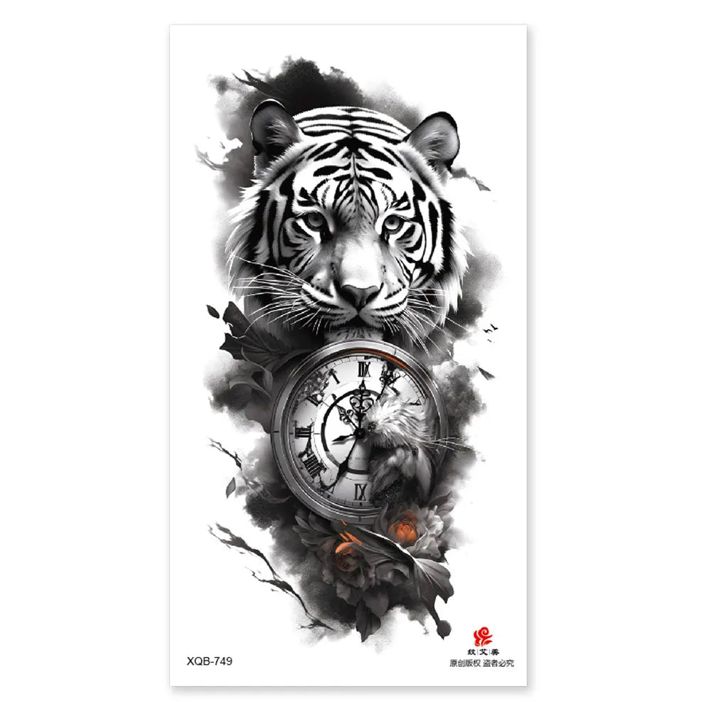 Waterproof Temporary Tattoos for Men Women Animal Pattern Fake Tattoo for Hand Arm Body Tiger Lion Wolf Tattoo Sticker Fake Tattoos