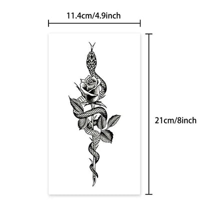 Venom Snake Rose Temporary Tattoo Fake Tattoos