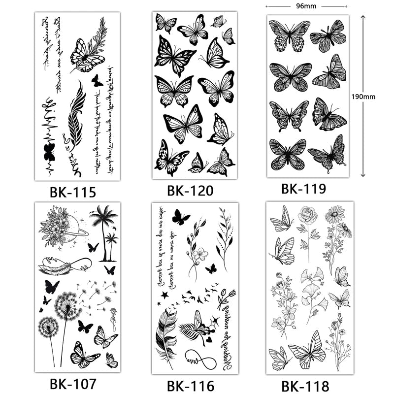 Flower & Rose Temporary Tattoo | 6 Sheets Fake Tattoos