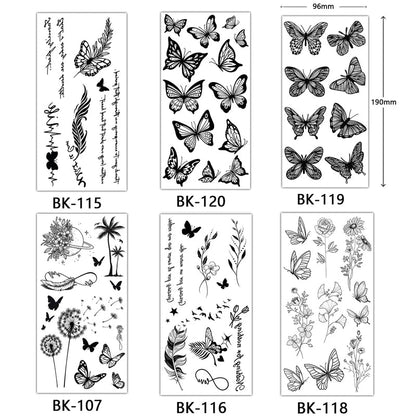 Flower & Rose Temporary Tattoo | 6 Sheets Fake Tattoos