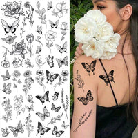 Flower & Rose Temporary Tattoo | 6 Sheets Fake Tattoos