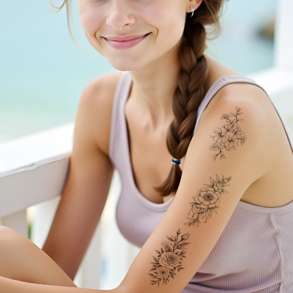 Tulips Butterfly Temporary Tattoo | 9 Tattoos Fake Tattoos