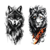 Waterproof Temporary Tattoos for Men Women Animal Pattern Fake Tattoo for Hand Arm Body Tiger Lion Wolf Tattoo Sticker Fake Tattoos