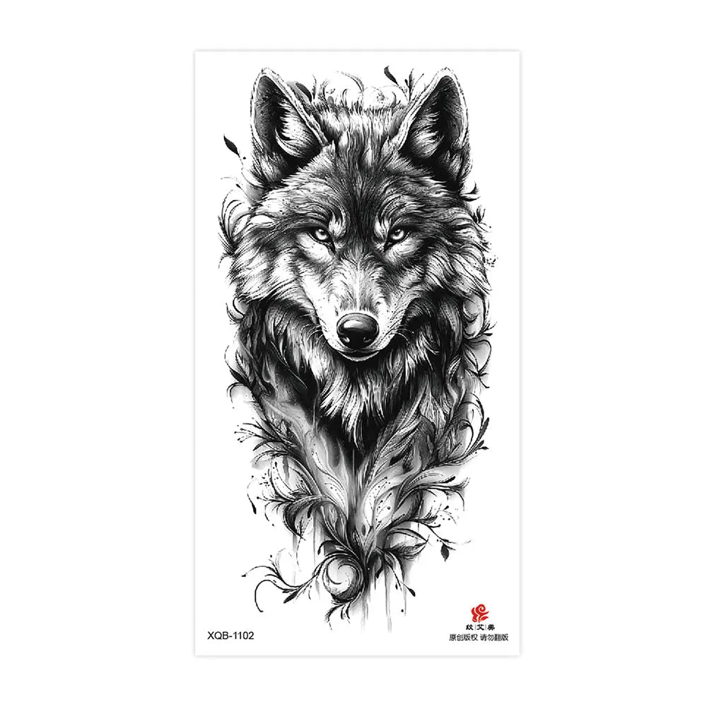 Waterproof Temporary Tattoos for Men Women Animal Pattern Fake Tattoo for Hand Arm Body Tiger Lion Wolf Tattoo Sticker Fake Tattoos