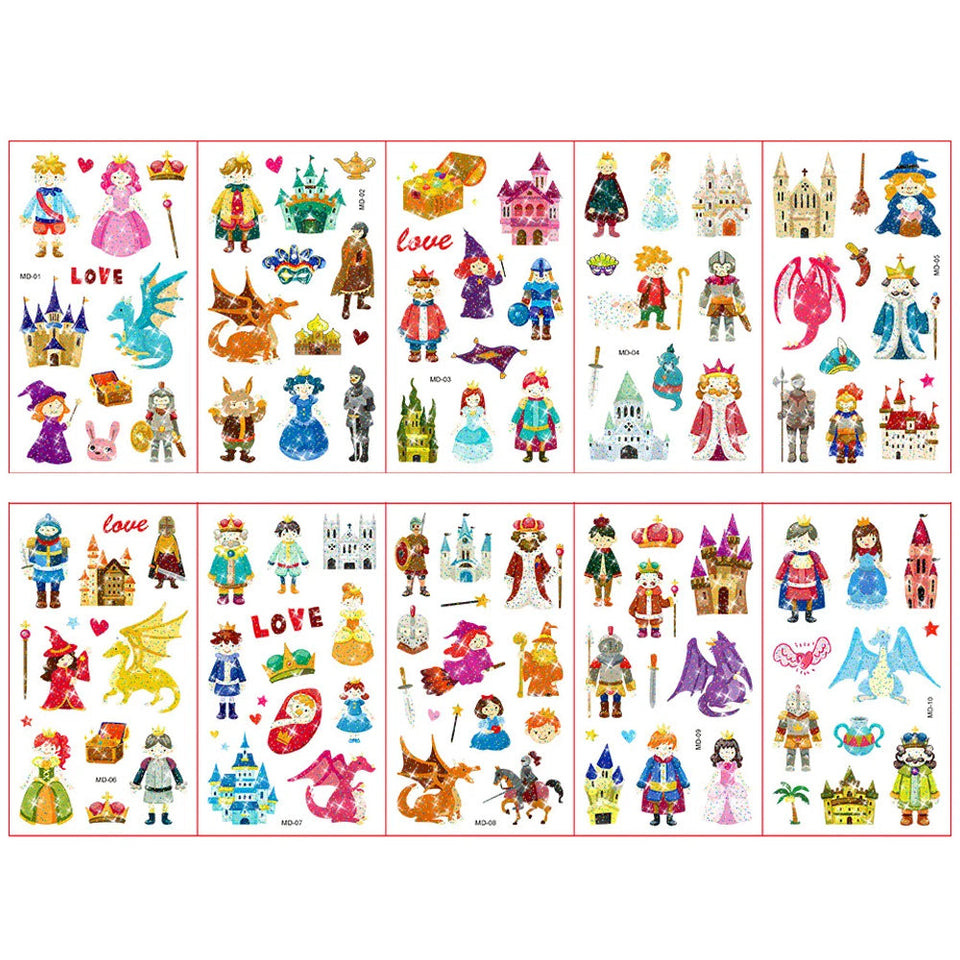 Colorful Tattoo Stickers for Kids | 10 Sets Fake Tattoos