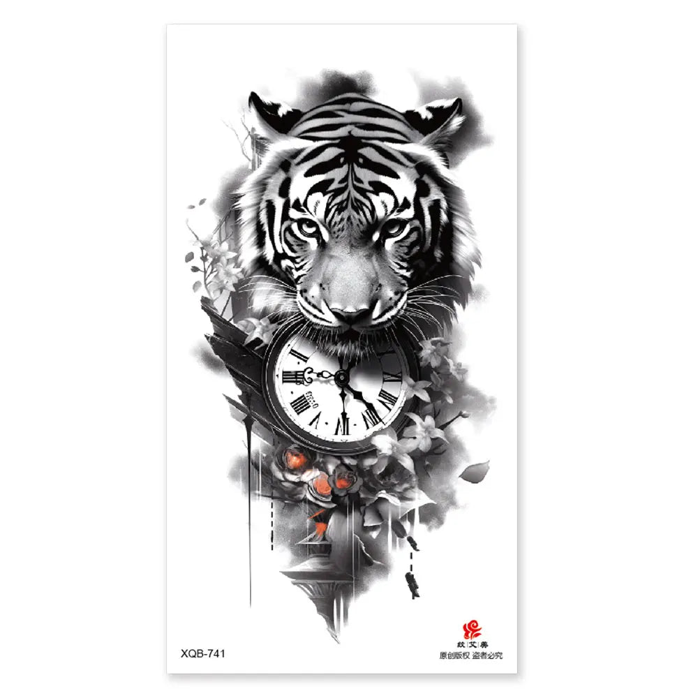 Waterproof Temporary Tattoos for Men Women Animal Pattern Fake Tattoo for Hand Arm Body Tiger Lion Wolf Tattoo Sticker Fake Tattoos