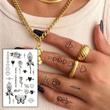 1/5/12PCS Waterproof Temporary Tattoo Sticker Rose Flame Thorns Love Butterfly fake tatto flash tatoo finger for girl women men Fake Tattoos