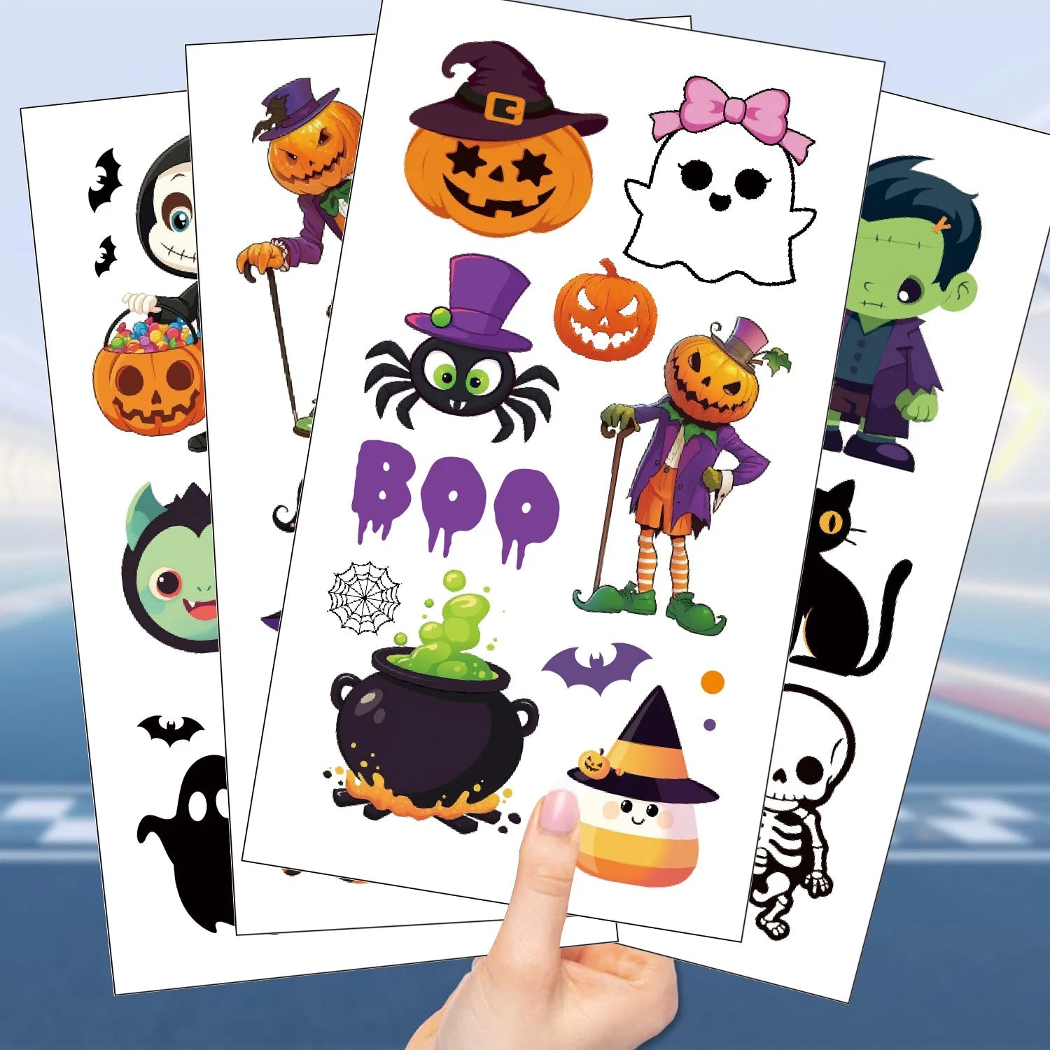 Halloween Pumpkins Tattoo Sticker - 10 Sheets Fake Tattoos