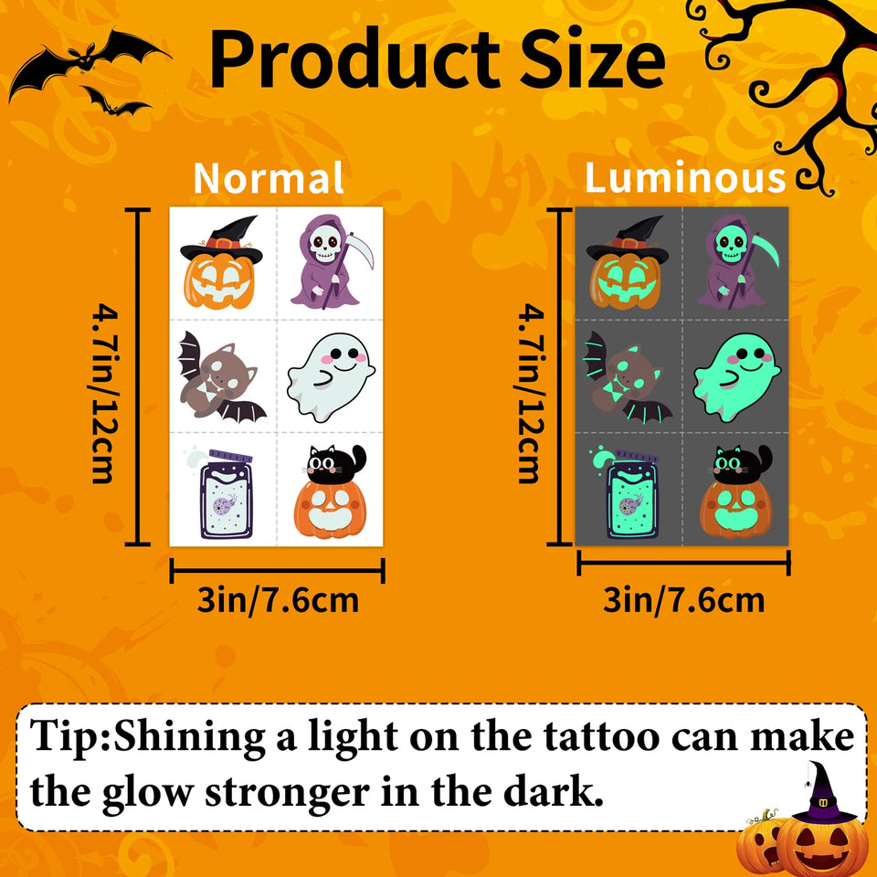 Moonlit Mischief 36-sheet Halloween temporary tattoo design collection