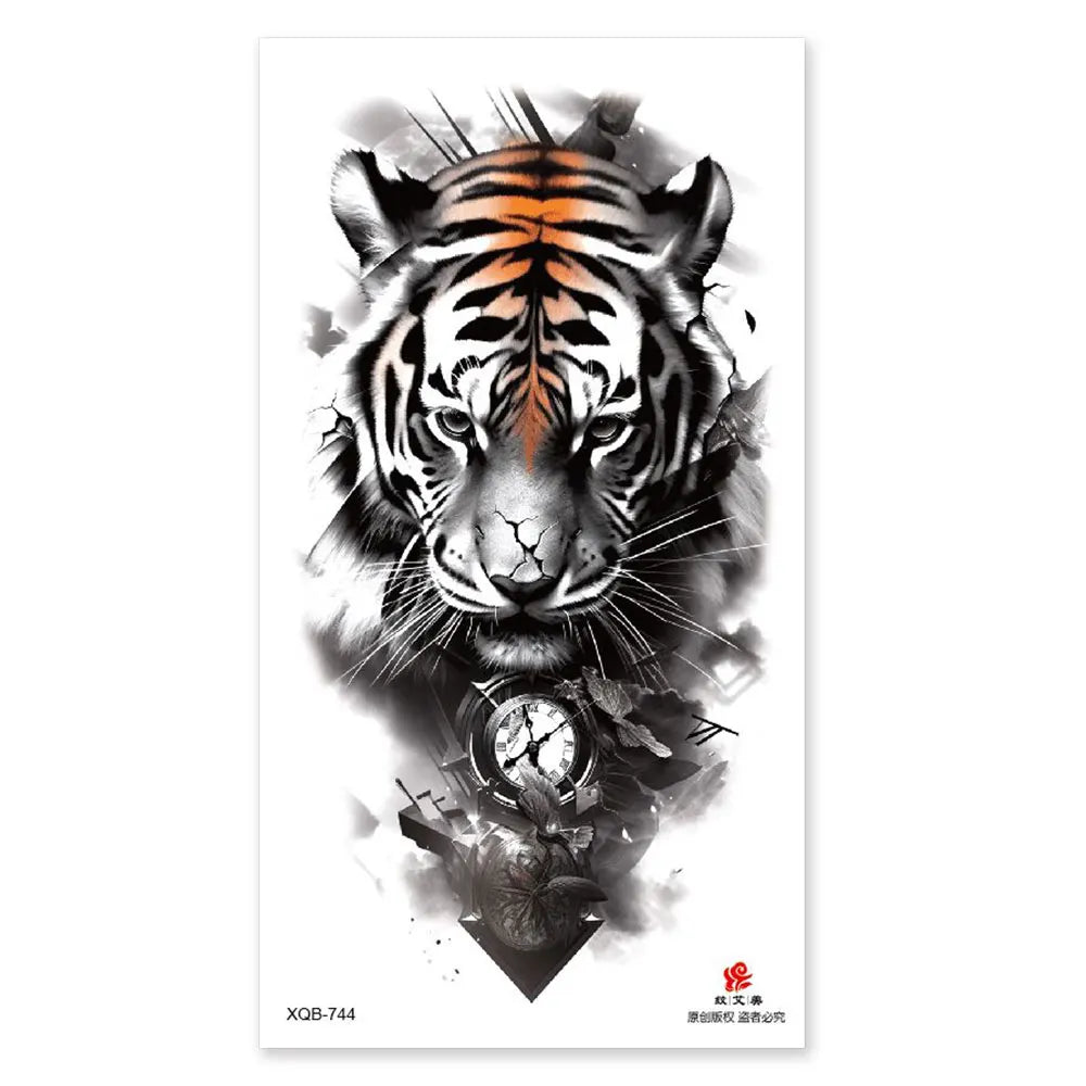 Waterproof Temporary Tattoos for Men Women Animal Pattern Fake Tattoo for Hand Arm Body Tiger Lion Wolf Tattoo Sticker Fake Tattoos