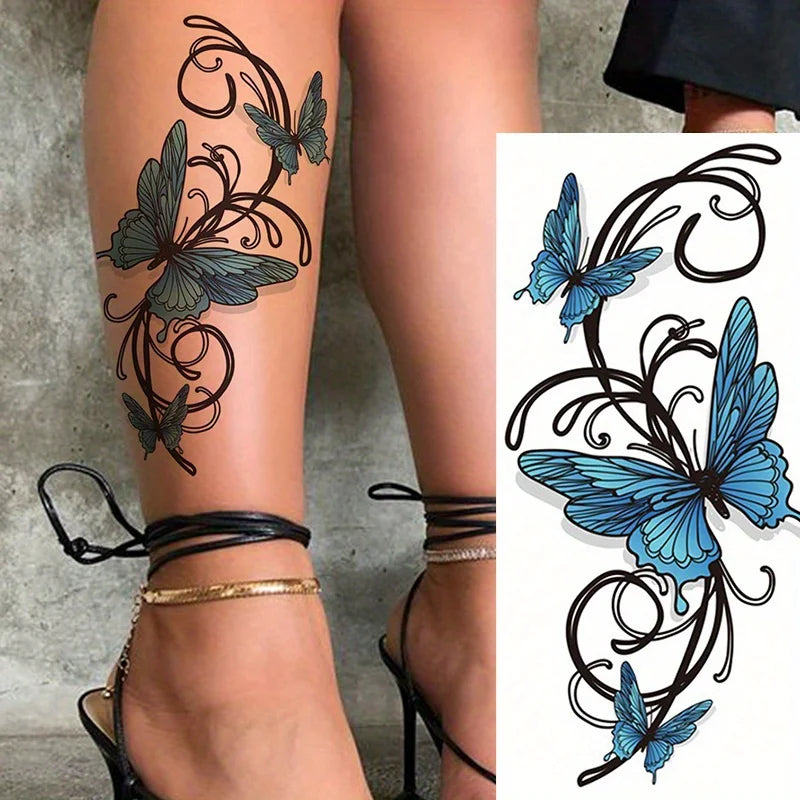 Waterproof Temporary Tattoo Sticker sexy butterfly fake tatto flash tatoo tatouage temporaire for women men girl Fake Tattoos