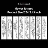 Floral Lotus & Mystical Temporary Tattoo | 8 Sheets Fake Tattoos