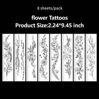 Floral Lotus & Mystical Temporary Tattoo | 8 Sheets Fake Tattoos