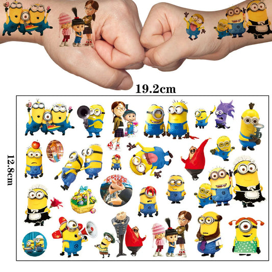 1Pcs Cartoon Anime Minions Temporary Tattoo Sticker Body Art Tattoo Stickers Cosplay Party Toys For Kids Birthday Gifts Fake Tattoos