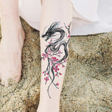 Waterproof Temporary Tattoo Sticker Plum Blossom Dragon Flower Arm Back Thighs Fake Tatto Flash Tatoo Tato for Girl Women Men Fake Tattoos