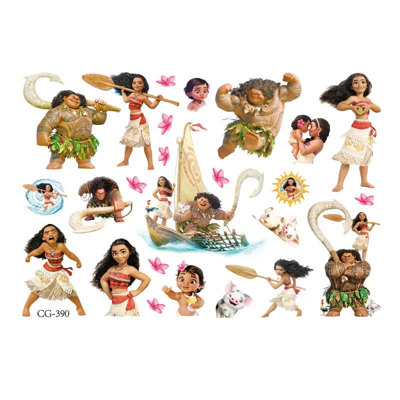 New Disney Cartoon Anime Moana Tattoo Stickers Children's Temporary Tattoos Body Art Cosplay Party Toys for Kids Gifts Fake Tattoos